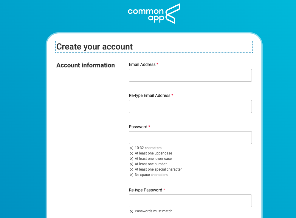 Setting up your Common App account