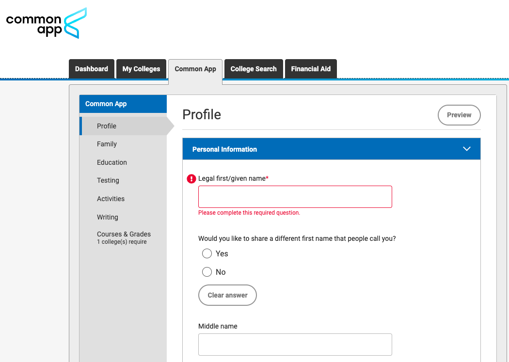 Filling out demographics and personal details