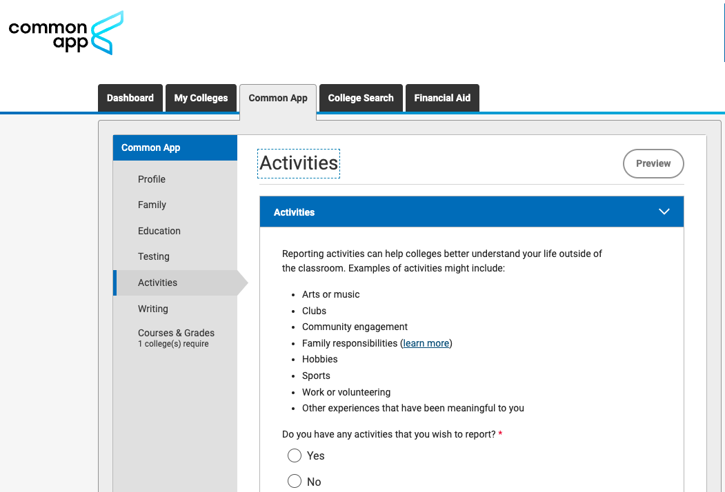 adding extracurricular activities