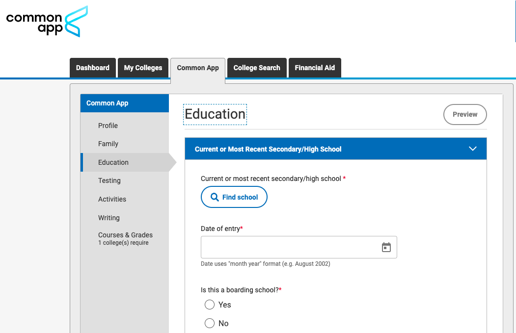 Inputting academic details - education